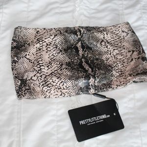 Pretty Little Thing Nude Snakeskin Bandeau